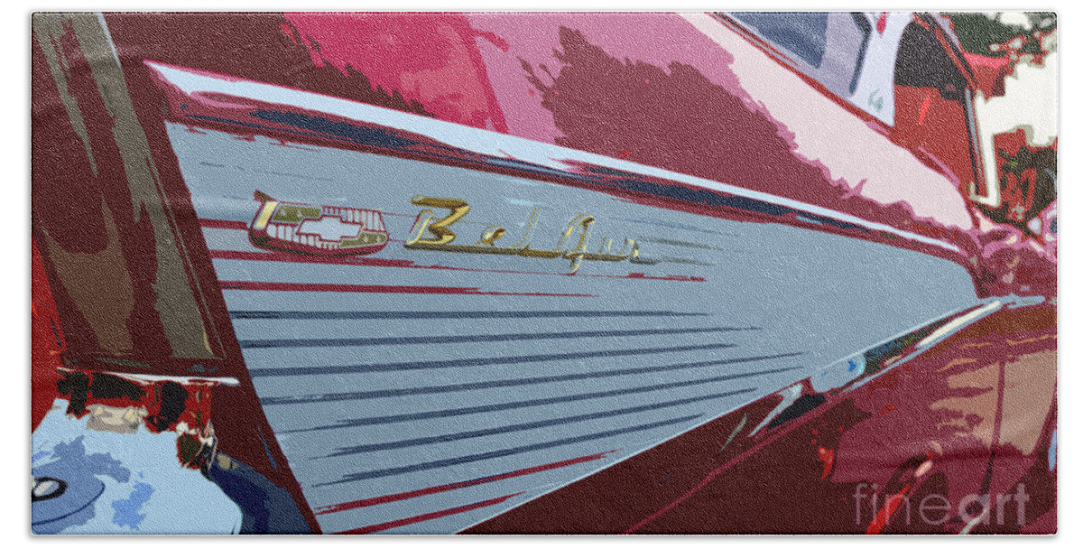 Chevy Bath Towel featuring the painting Red Chevy by David Lee Thompson