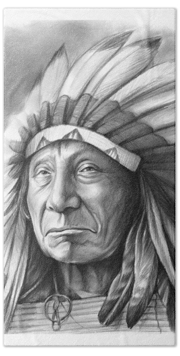 Red Cloud Hand Towel featuring the drawing Red Cloud by Greg Joens