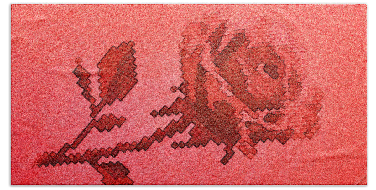 Artistic Hand Towel featuring the photograph Red Cross Stitch Rose Pattern by Linda Phelps