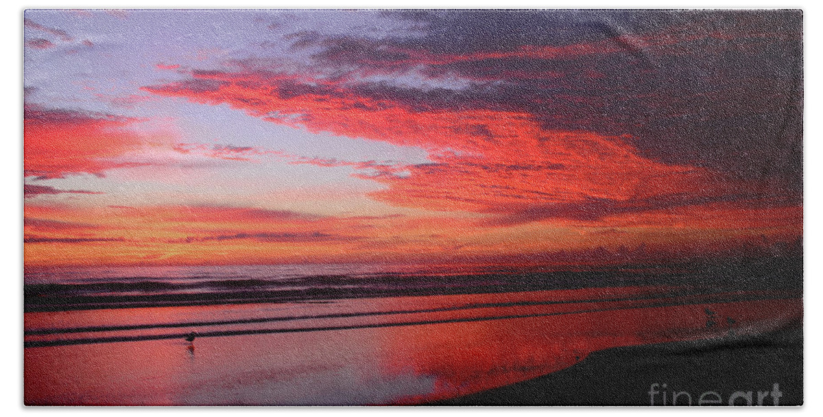 Beach Prints Bath Towel featuring the painting Brilliant Dawn at the beach 8-14-16 by Julianne Felton