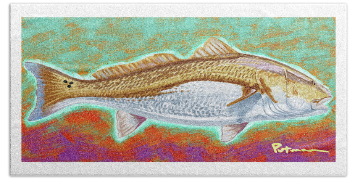 Red Drum Bath Towel featuring the digital art Red Drum by Kevin Putman