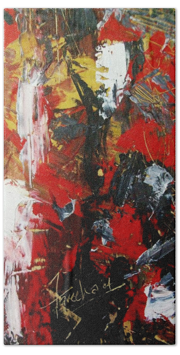 Abstract Bath Sheet featuring the painting Untitled - Sold #2 by Fareeha Khawaja
