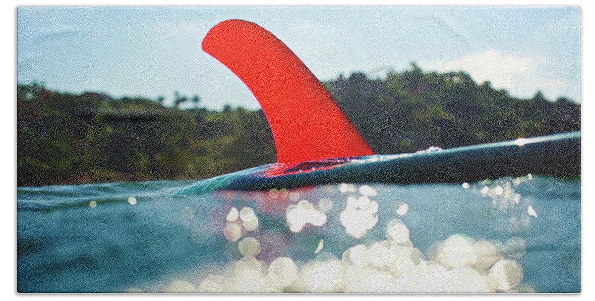 Surfing Hand Towel featuring the photograph Red Fin by Nik West