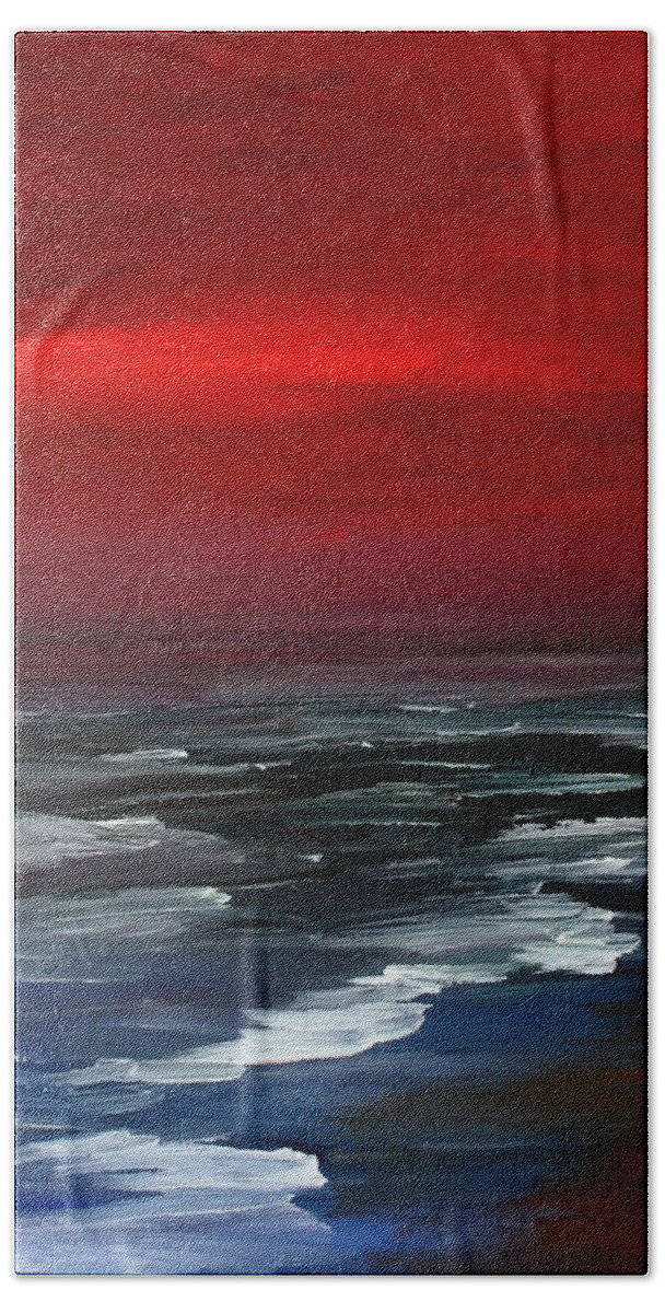 Sunset Hand Towel featuring the painting Red For Love by Julie Lueders 
