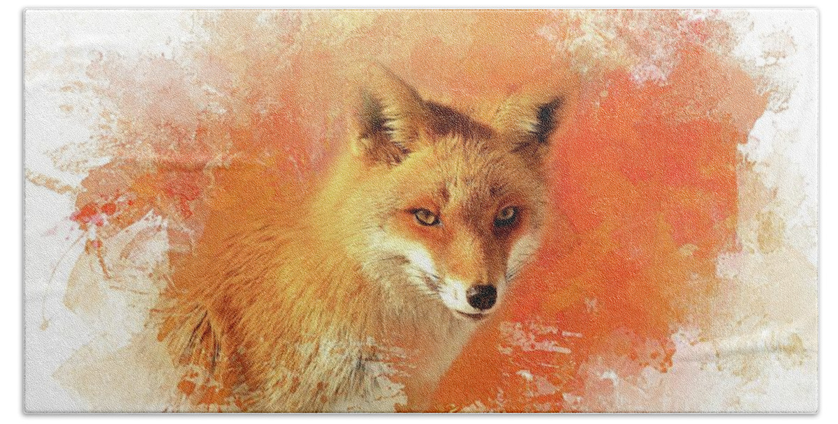 Red Fox Hand Towel featuring the photograph Red Fox by Eva Lechner