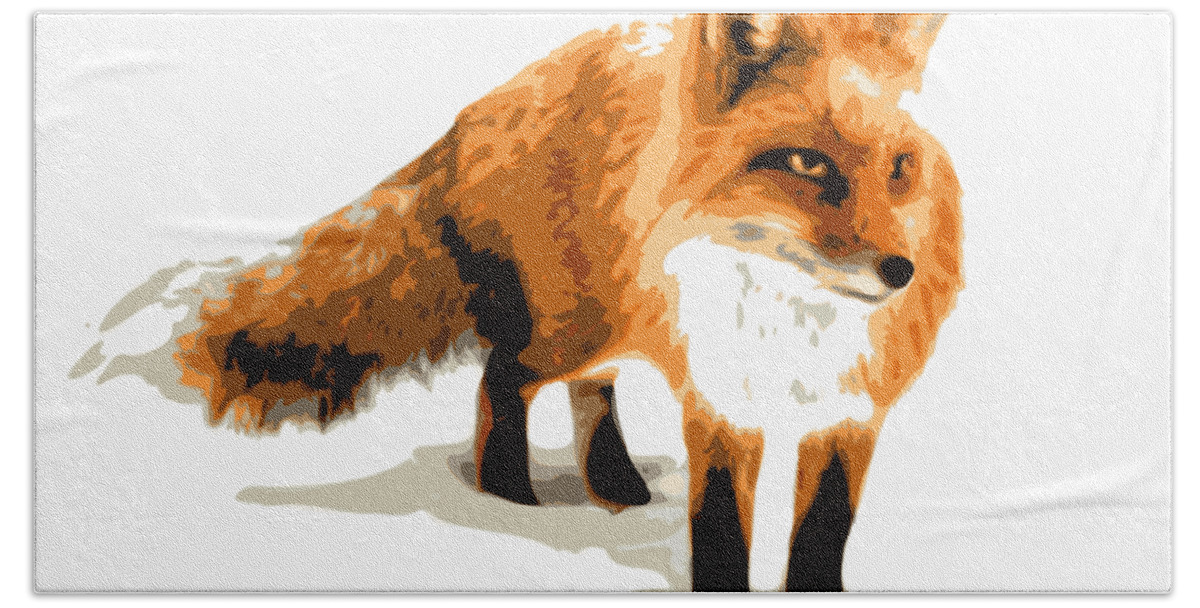 Fox Bath Towel featuring the digital art Red Fox in Winter by DB Artist