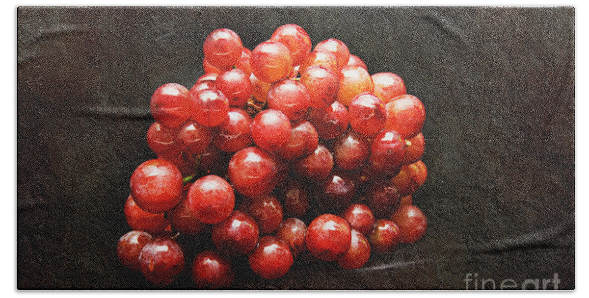 Red Hand Towel featuring the photograph Red Grapes by Andee Design