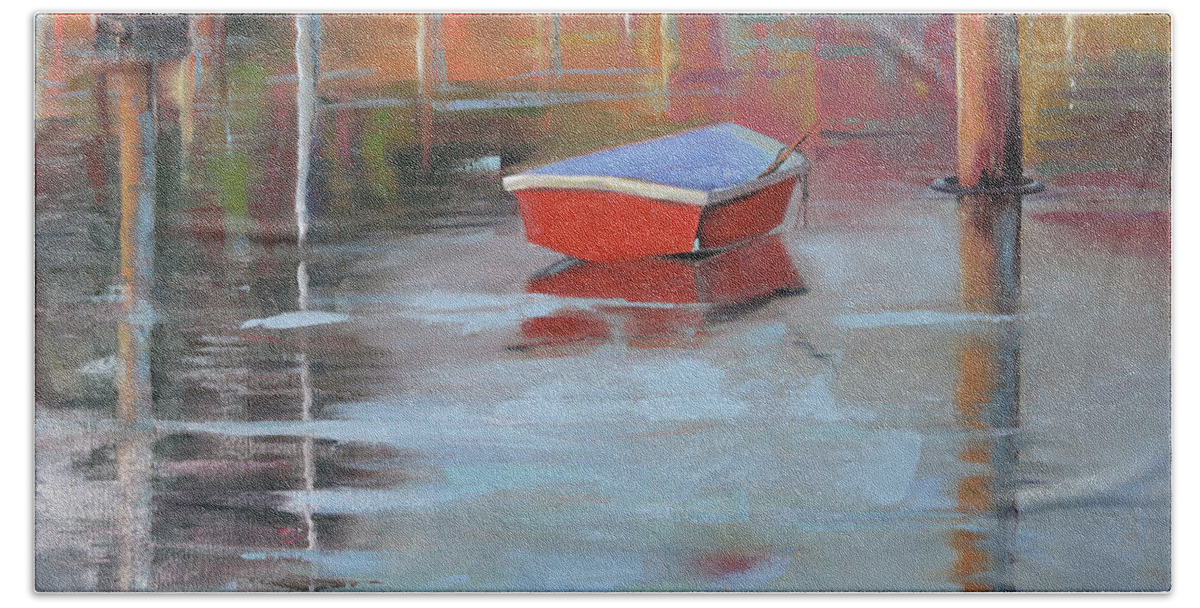 Rowboat Bath Towel featuring the painting Red Humility by Trina Teele