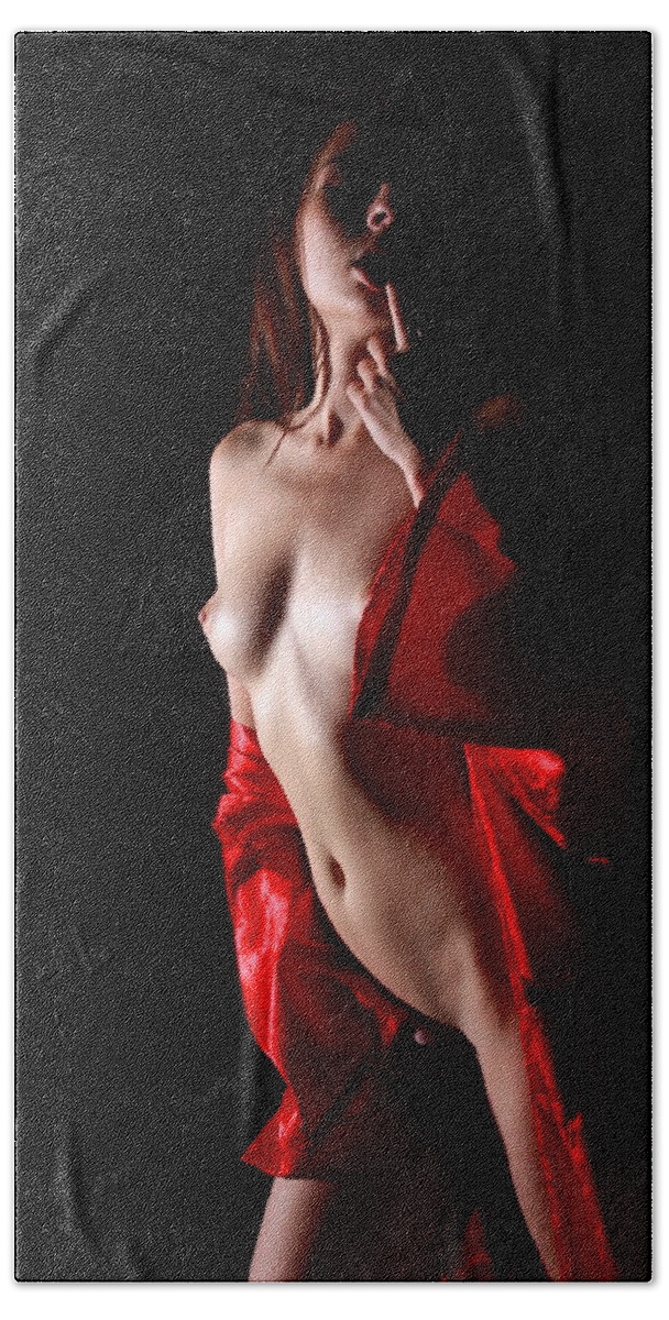 Nude Hand Towel featuring the photograph Red is the Color by Joe Kozlowski