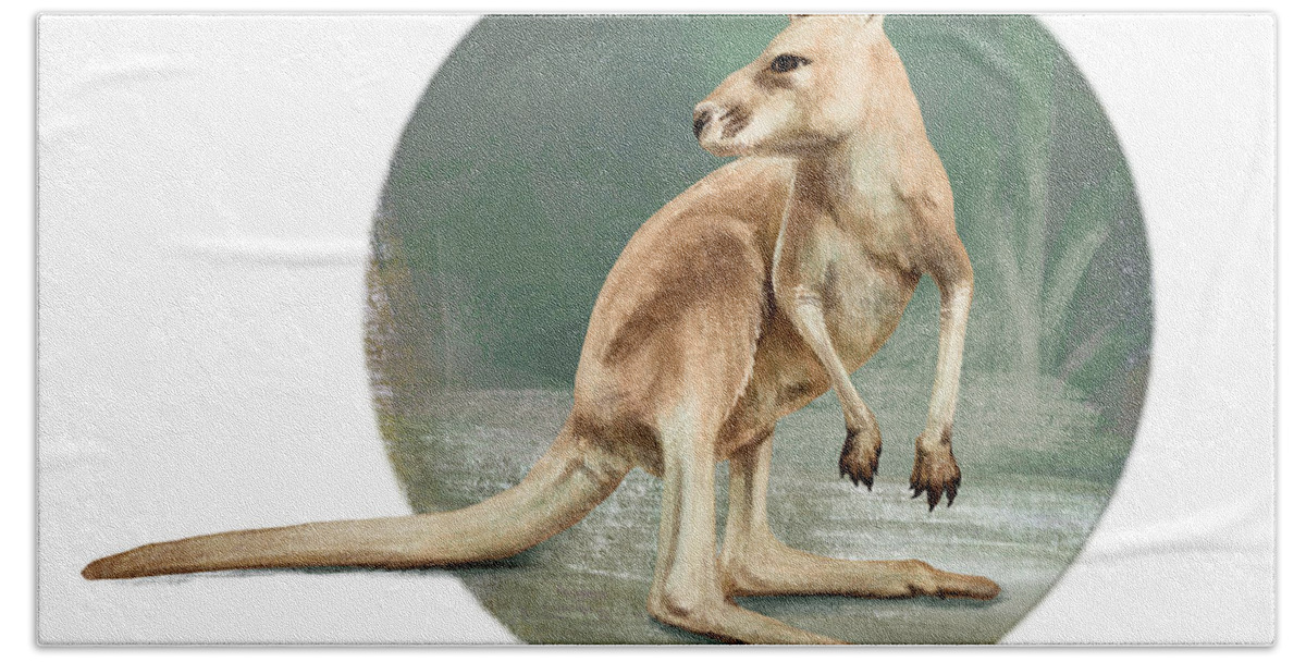 Animals Bath Towel featuring the digital art Red Kangaroo by Simon Sturge