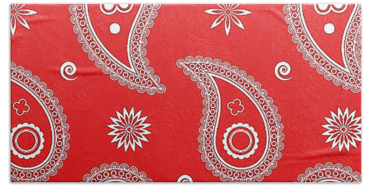 Red Hand Towel featuring the digital art Red Paisley by Becky Herrera