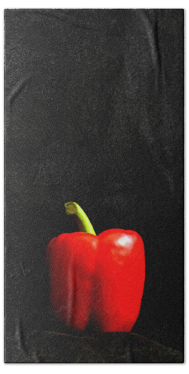 Still Life Bath Towel featuring the photograph Red Pepper by Peggy Blackwell