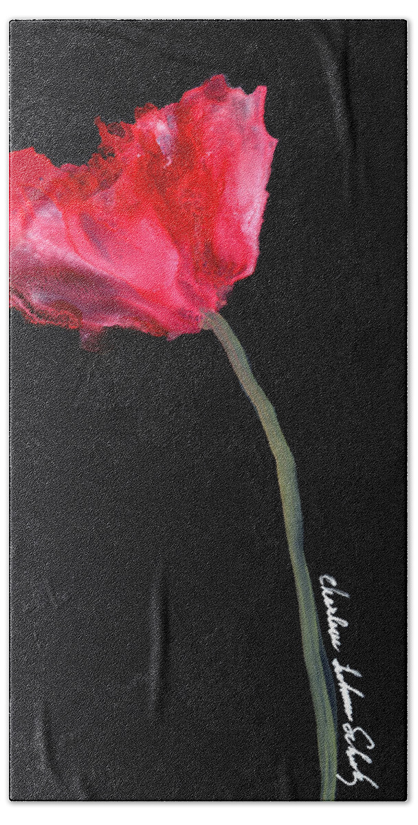 Red Poppy Hand Towel featuring the painting Red Poppy by Charlene Fuhrman-Schulz