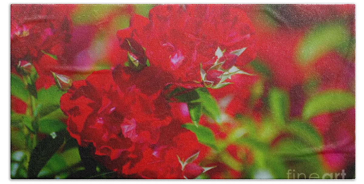 Red Bath Towel featuring the photograph Red Roses by Merle Grenz