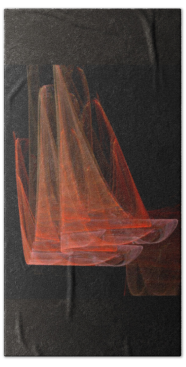 Redsails Bath Towel featuring the digital art Red Sails by Jackie Mueller-Jones