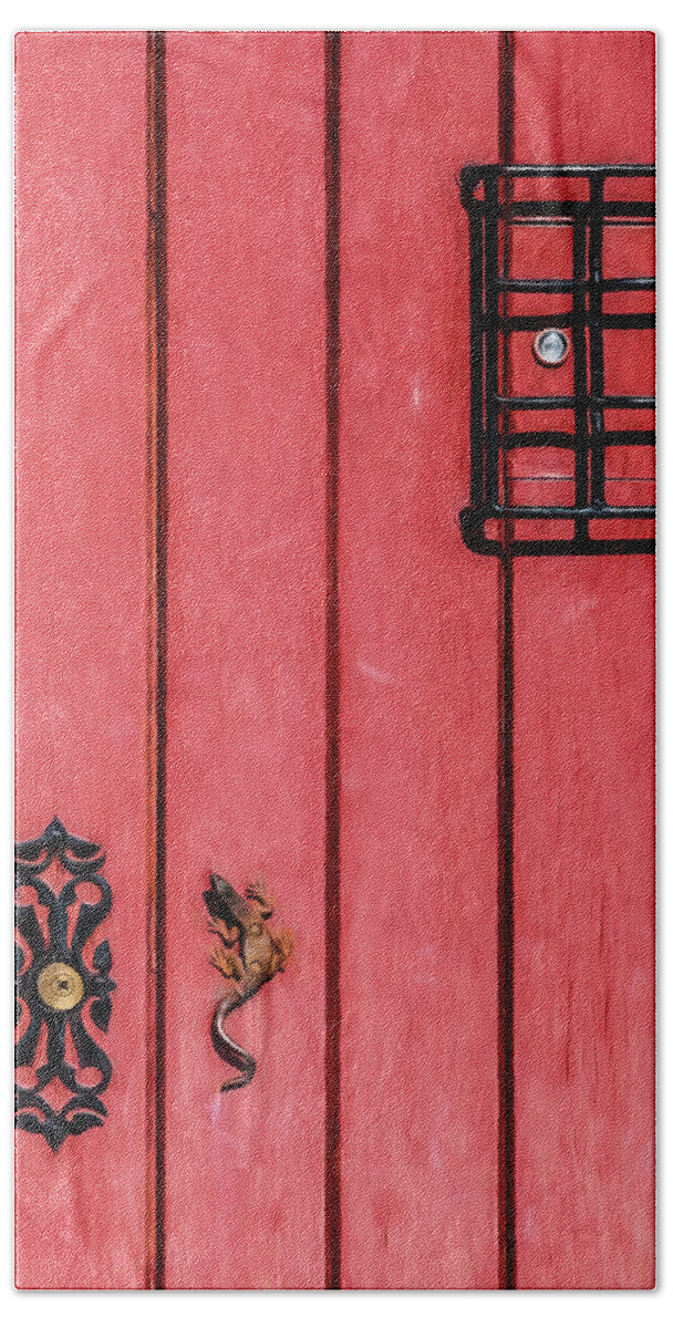 David Letts Bath Towel featuring the photograph Red Speakeasy Door by David Letts