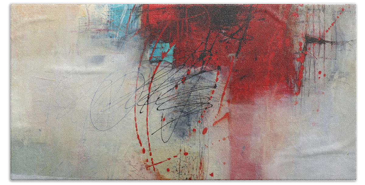 Abstract Art Bath Sheet featuring the painting Red Splash 1 by Jane Davies