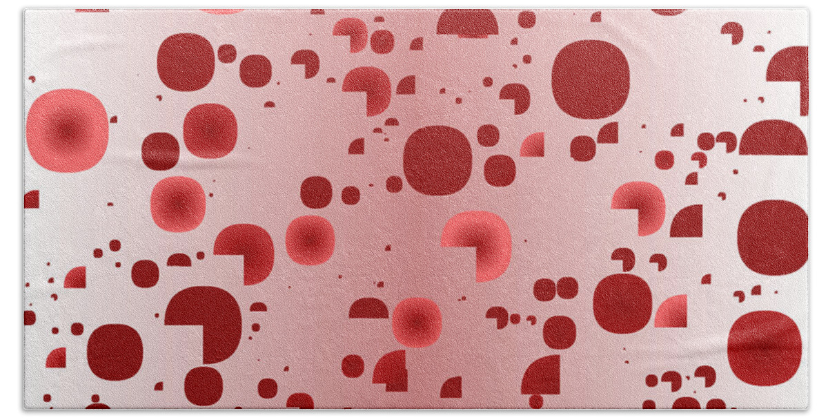 Rithmart Abstract Red Organic Random Computer Digital Shapes Abstract Predominantly Red Bath Towel featuring the digital art Red.834 by Gareth Lewis