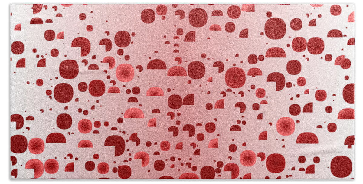 Rithmart Abstract Red Organic Random Computer Digital Shapes Abstract Predominantly Red Bath Towel featuring the digital art Red.836 by Gareth Lewis