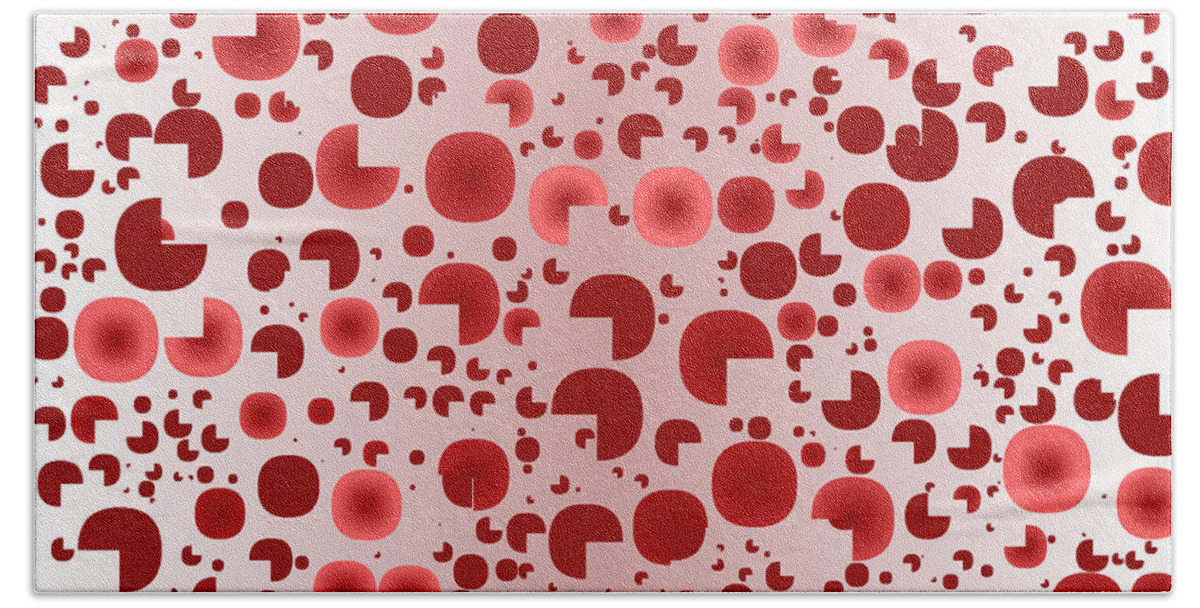 Rithmart Abstract Red Organic Random Computer Digital Shapes Abstract Predominantly Red Bath Towel featuring the digital art Red.841 by Gareth Lewis