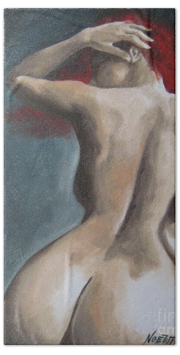 Nude Bath Towel featuring the painting Redhead District by Jindra Noewi