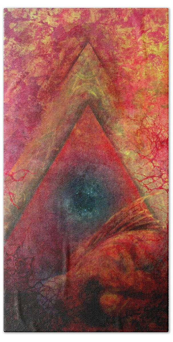 Dreamscape Hand Towel featuring the painting Red Stargate by Ashley Kujan