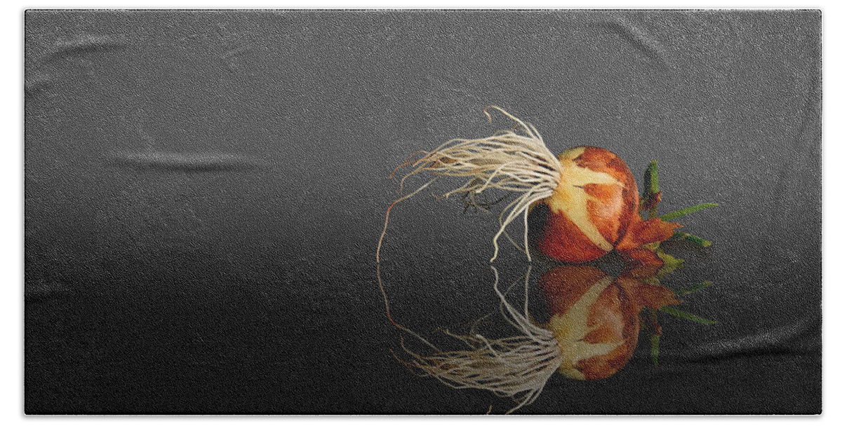 Onion Bath Towel featuring the photograph Reflected Onion No. 3 by Joe Bonita