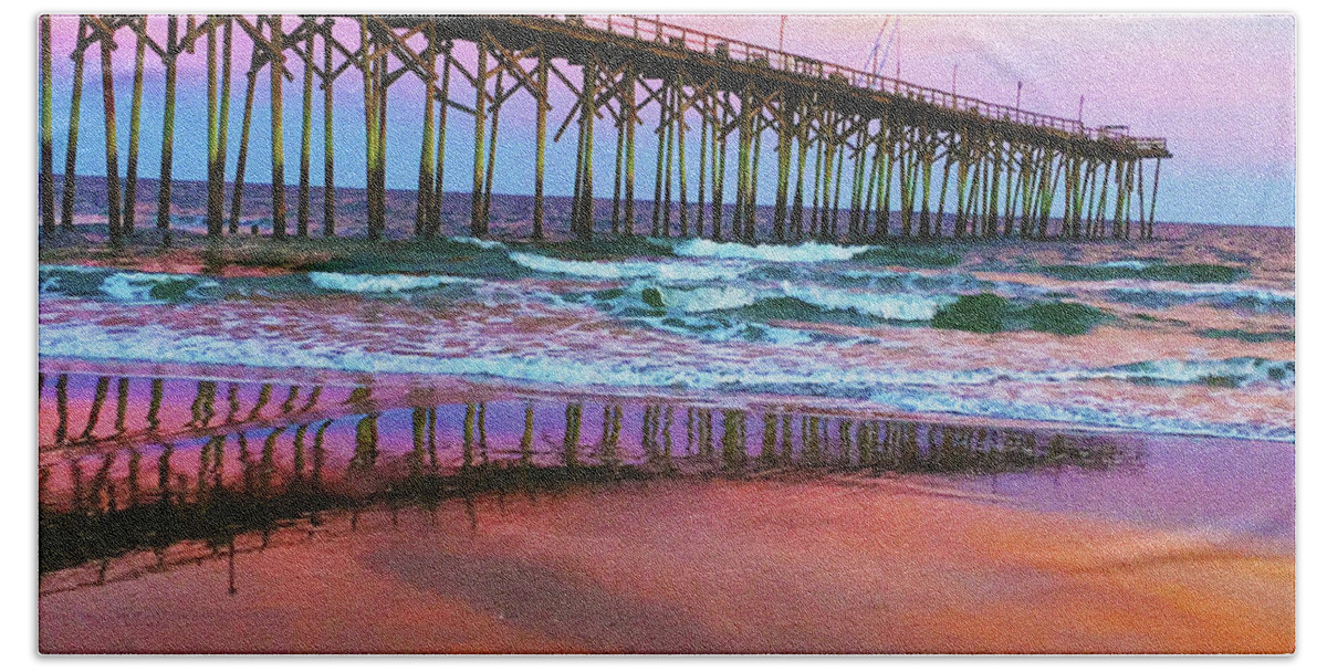 Sunset Hand Towel featuring the photograph Reflecting Pier by Rod Whyte