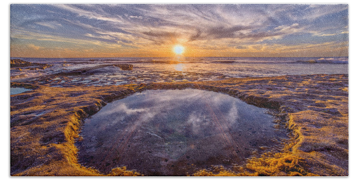 Beach Bath Towel featuring the photograph Reflecting Pool by Peter Tellone