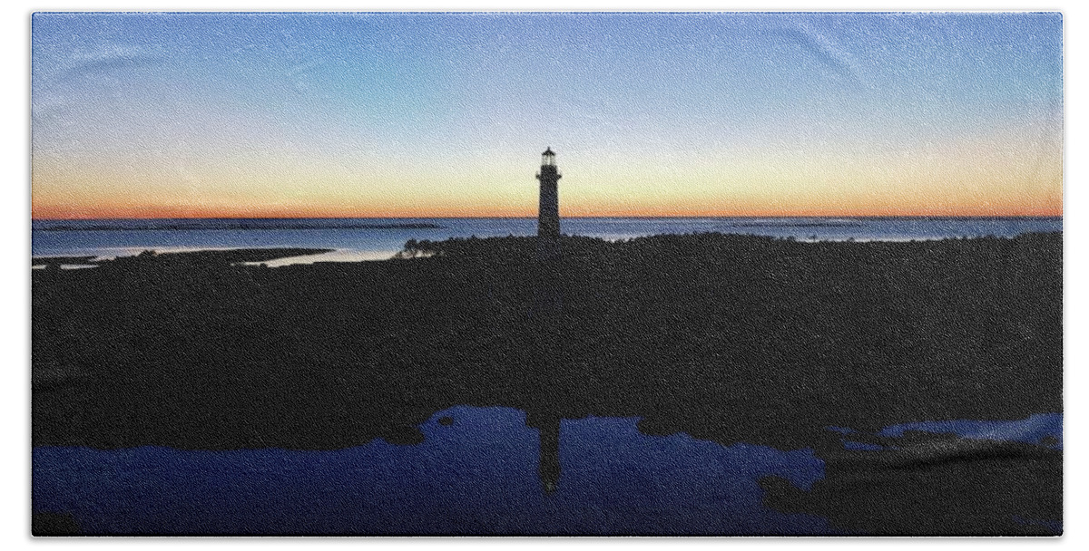 Photosbymch Bath Towel featuring the photograph Reflection of Bodie Light at Sunset by M C Hood