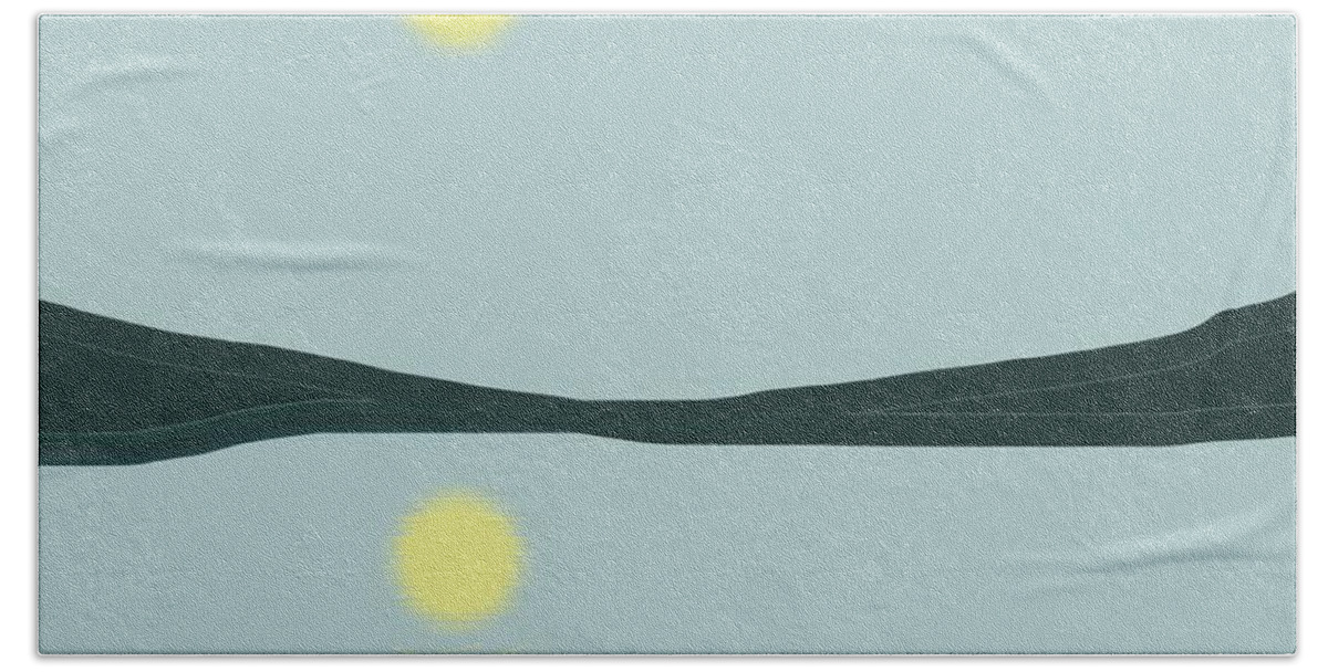 Abstract Bath Towel featuring the painting Reflection on the Landscape by Lenore Senior