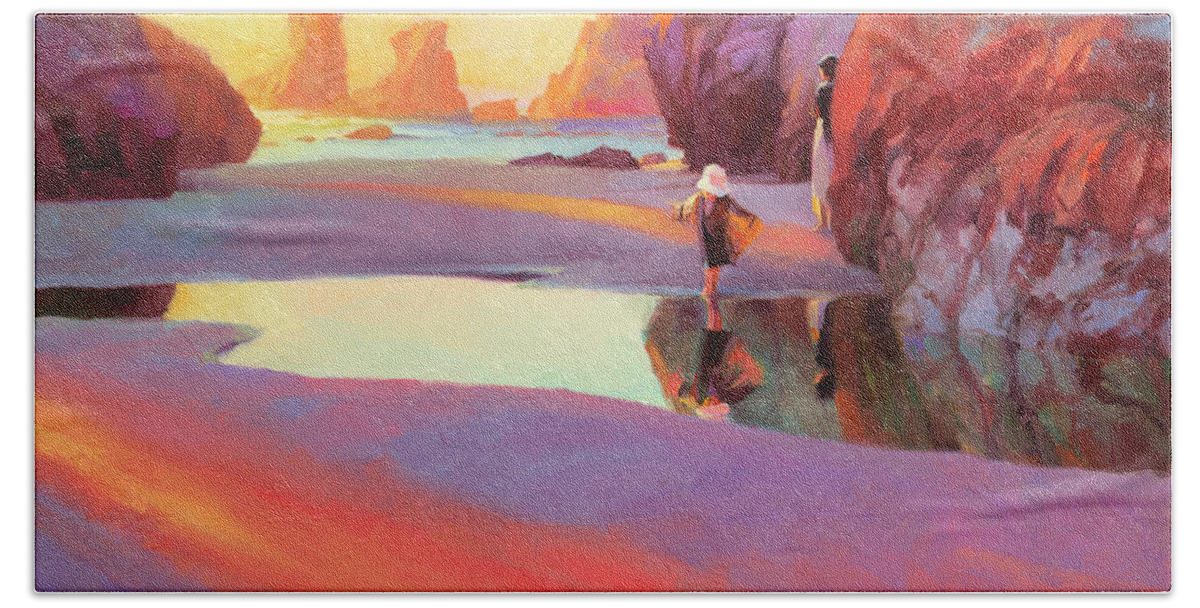 Coast Hand Towel featuring the painting Reflection by Steve Henderson