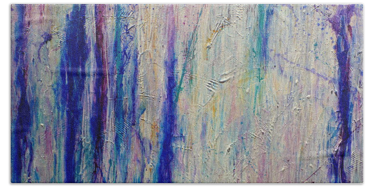 Abstract Painting Bath Towel featuring the painting Reflections I by Tracy Bonin