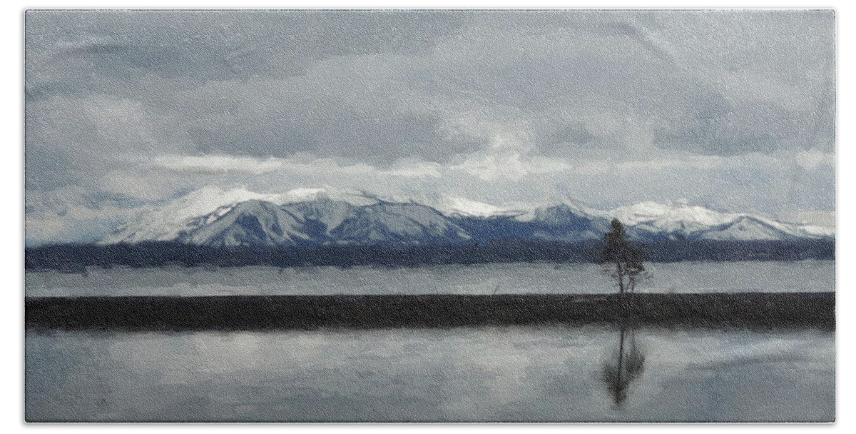 Reflections Bath Towel featuring the photograph Reflections in Lake Yellowstone by Jayne Wilson