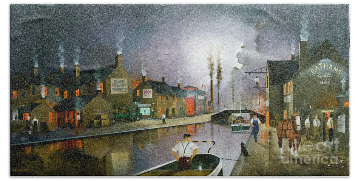 England Bath Towel featuring the painting Reflections Of The Black Country - England by Ken Wood
