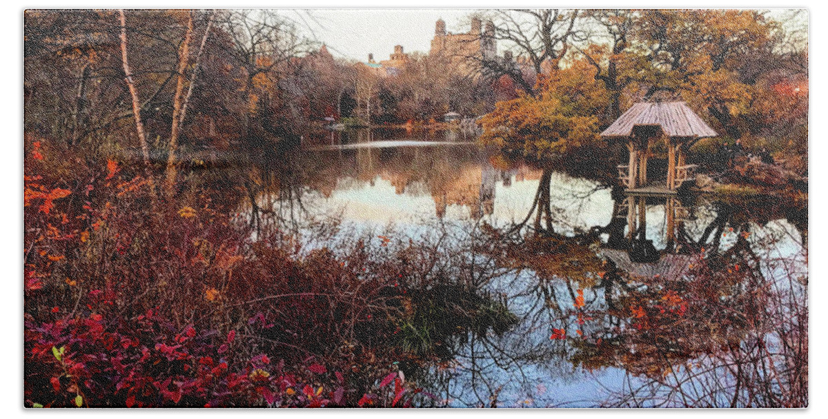 Central Park Bath Towel featuring the photograph Reflections On A Winter Day - Central Park by Madeline Ellis