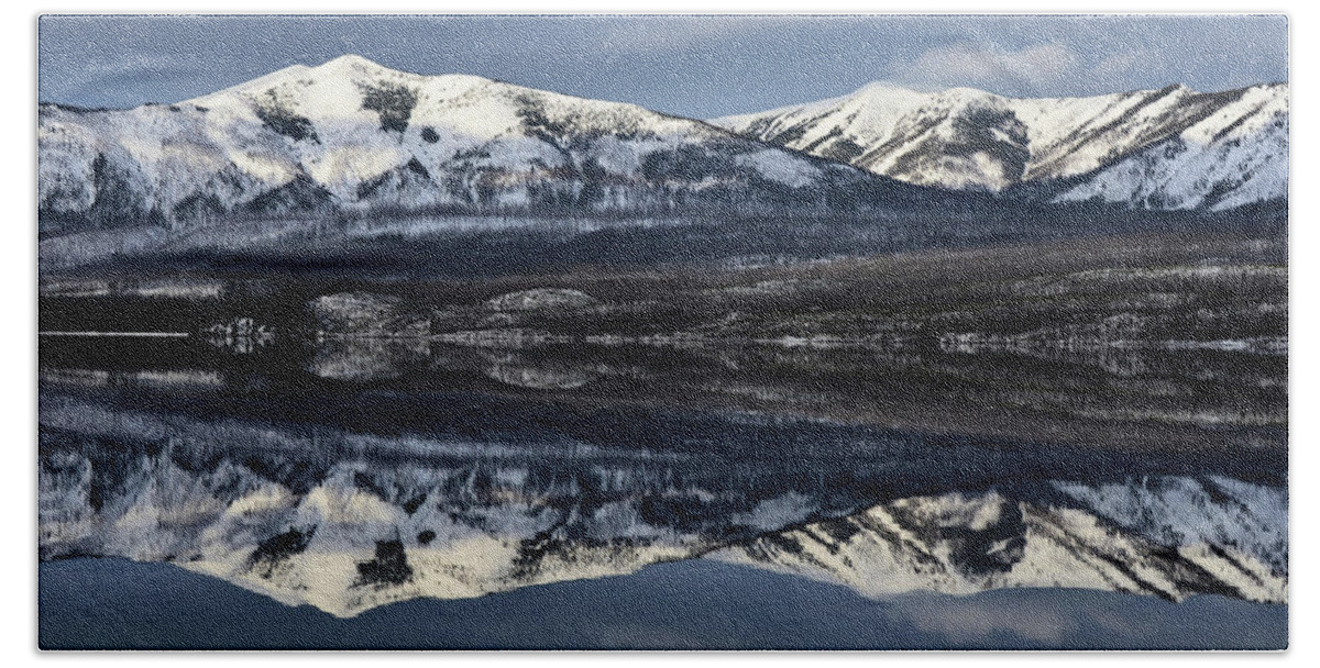 Reflections Bath Towel featuring the photograph Reflections on Lake McDonald 2 by Whispering Peaks Photography
