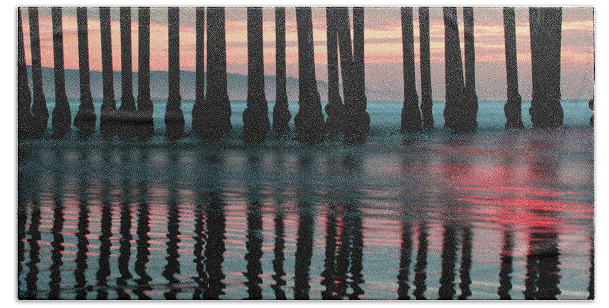 America Hand Towel featuring the photograph Reflections Under the Pier - Pismo Beach California by Gregory Ballos