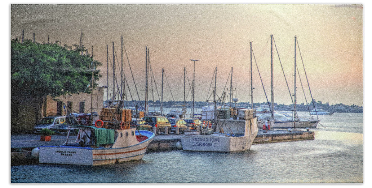 Harbor Hand Towel featuring the photograph Refuge by John Meader