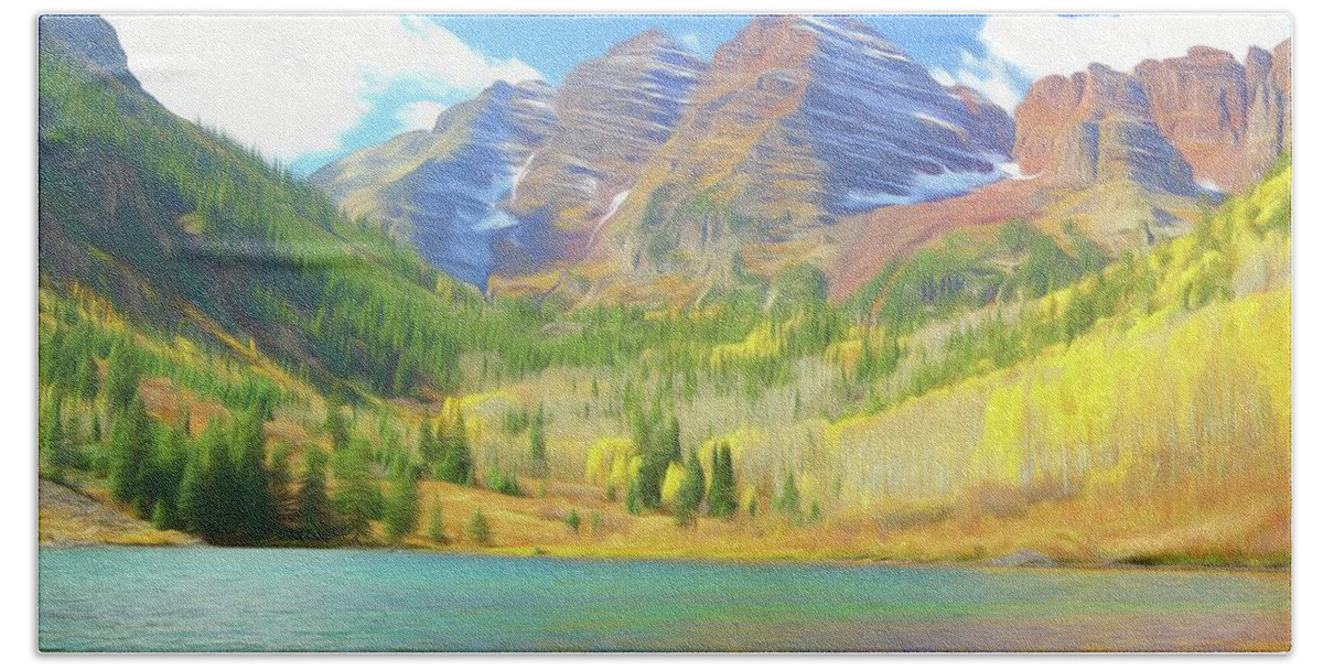 Colorado Hand Towel featuring the photograph The Maroon Bells Reimagined 1 by Eric Glaser
