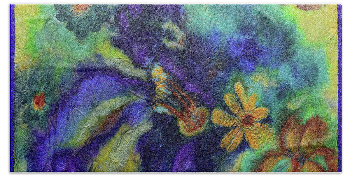 Flowers Hand Towel featuring the mixed media Remember The Flowers by Donna Blackhall