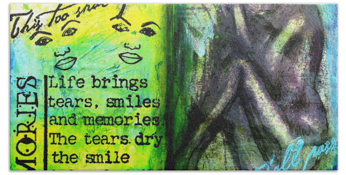 Women Bath Towel featuring the painting Remembering My Son - Art Journal Entry by Angela L Walker