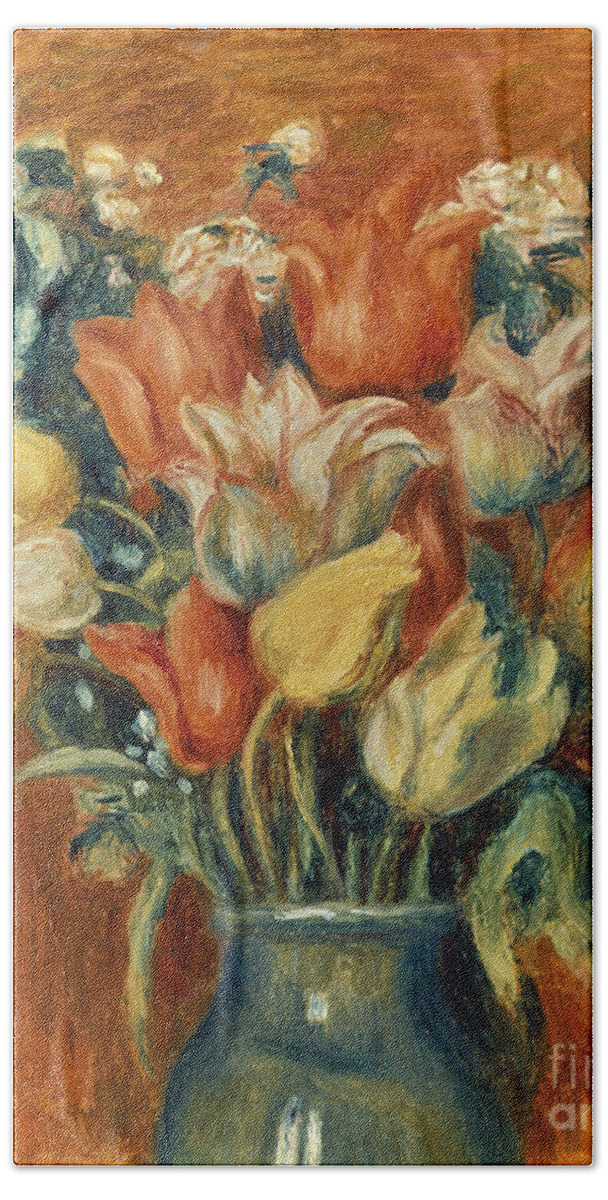 20th Century Bath Towel featuring the painting Bouquet Of Tulips by Renoir