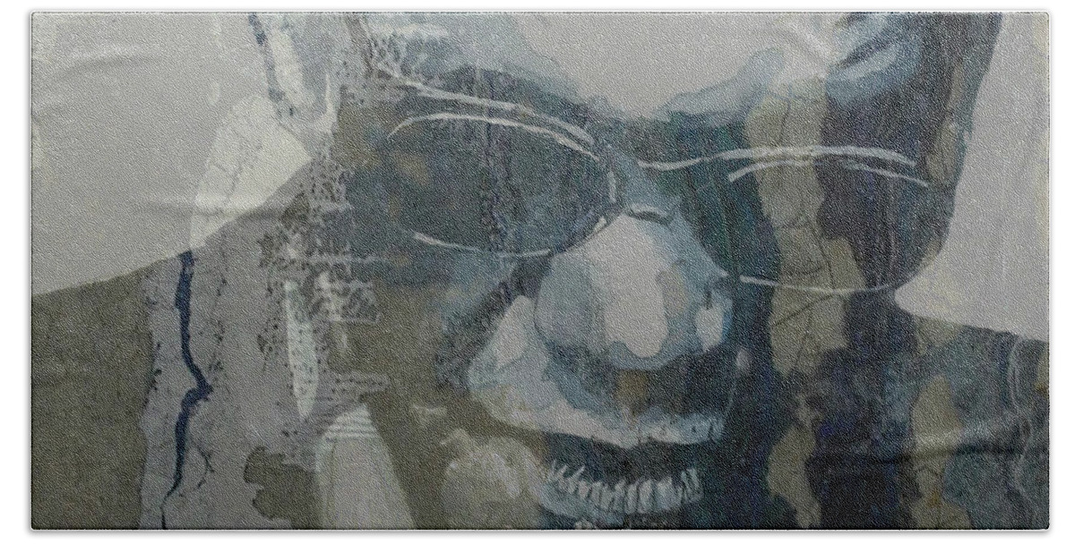 Ray Charles Hand Towel featuring the mixed media Retro / Ray Charles by Paul Lovering