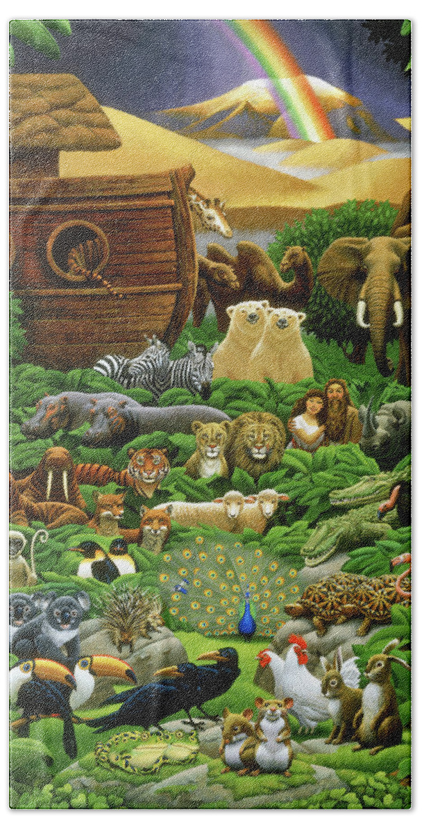 Noah's Ark Hand Towel featuring the painting Return of the Ark by Chris Miles