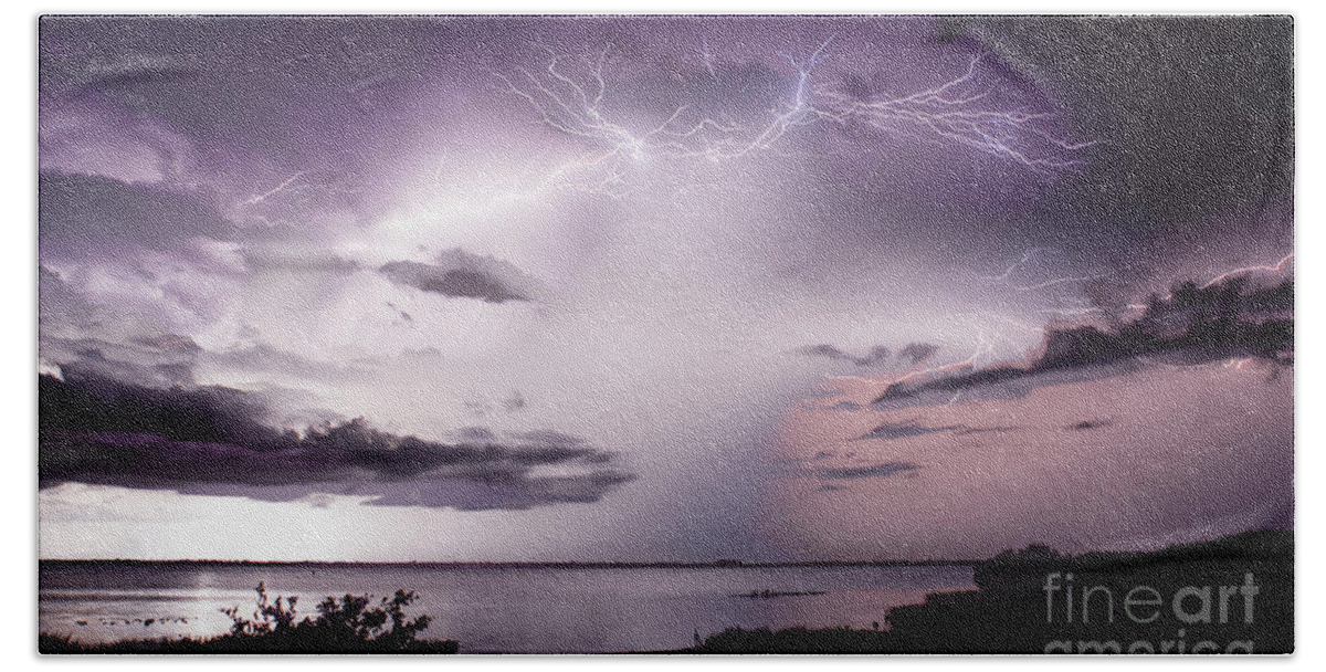 Pine Island Bath Towel featuring the photograph White Lightning by Quinn Sedam