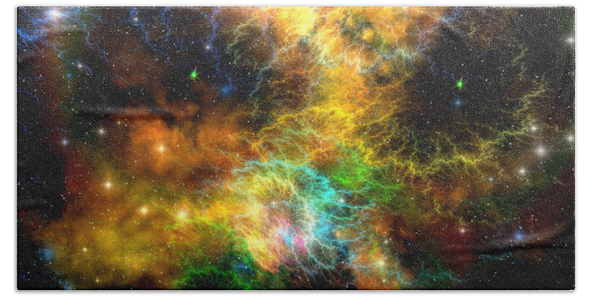 Science Fiction Hand Towel featuring the painting Ribbon Nebula by Corey Ford