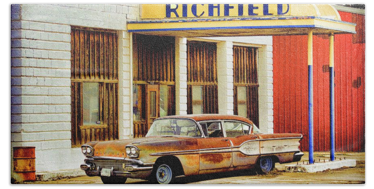 Gas Station Hand Towel featuring the photograph Richfield Gas by Steve McKinzie