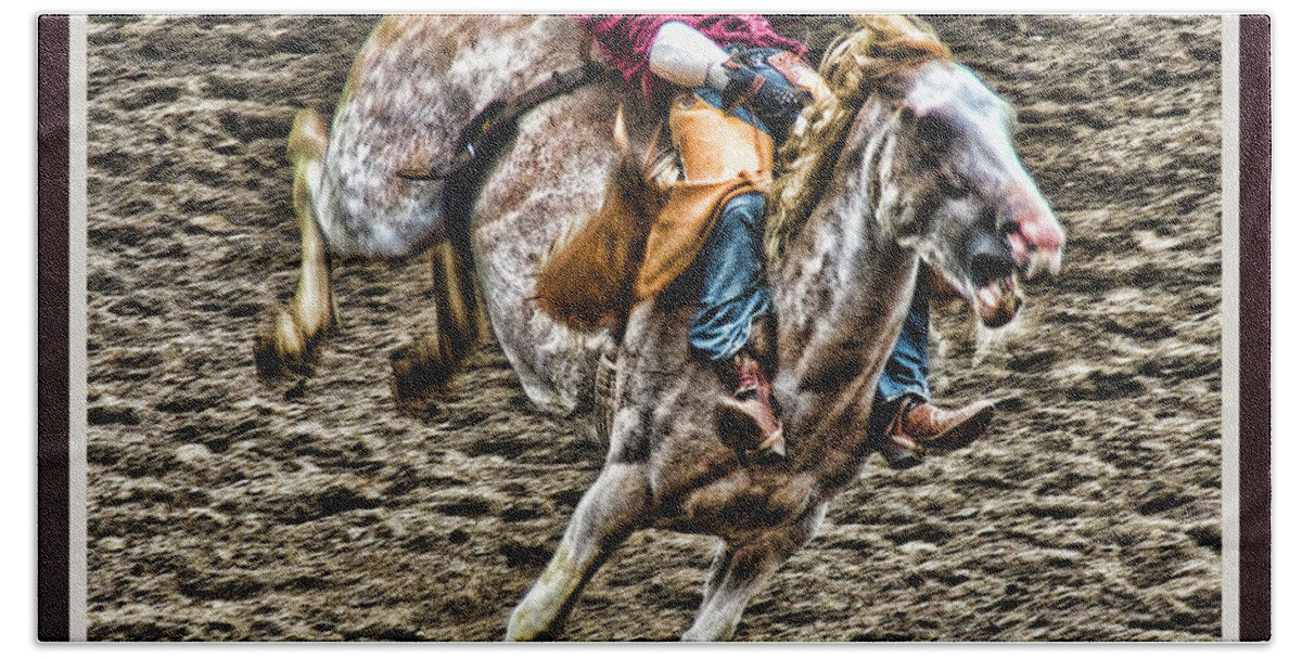 Rodeo Bath Towel featuring the photograph Ride em Cowboy by Ron Roberts