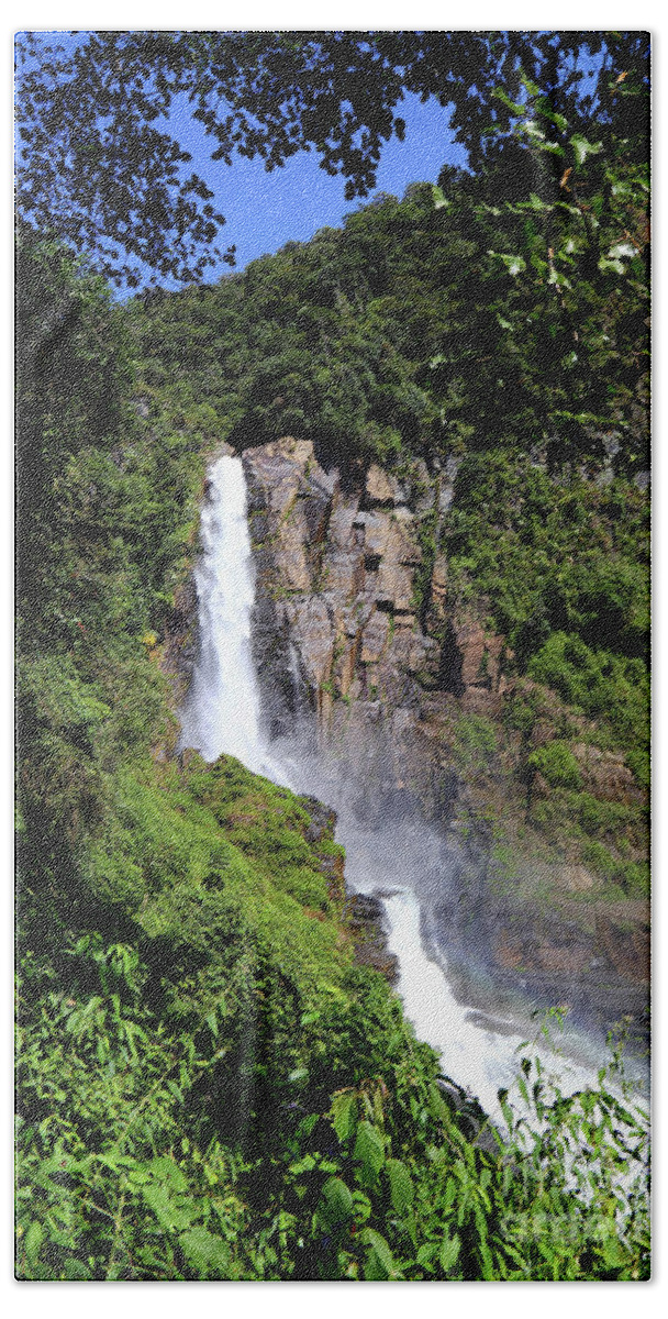 Waterfall Bath Sheet featuring the photograph Rincon Del Tigre Waterfall Yungas Bolivia by James Brunker